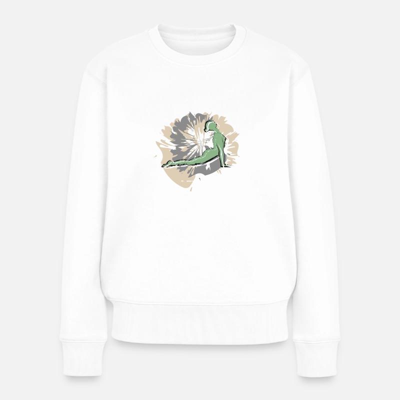 Yoga Sport am Valentinstag - Frauen Premium Bio Pullover - Weiß