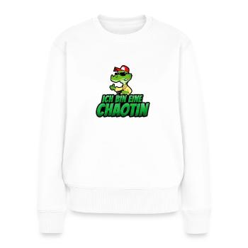 Ich bin eine Chaotin - Frauen Premium Bio Pullover - Weiß - Vorne - Julia (174cm)