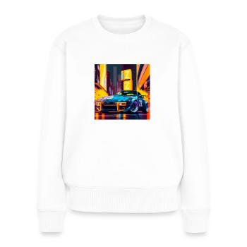 Car in the middle of Japanese Style time Square - Frauen Premium Bio Pullover - Weiß - Vorne - Julia (174cm)