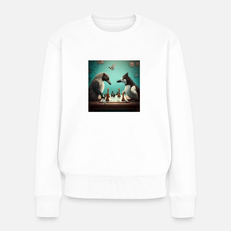 Süßes Schachspiel zwischen zwei Tieren - Frauen Premium Bio Pullover - Weiß
