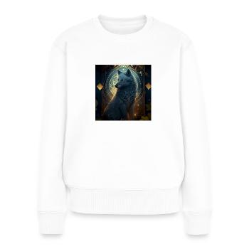 Wolf im Mystischen Tarot Karten Design! - Frauen Premium Bio Pullover - Weiß - Vorne - Julia (174cm)