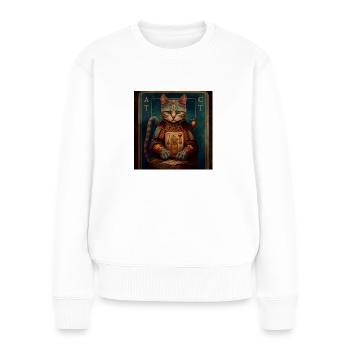 Katze im Mystischen Tarot Karten Design! - Frauen Premium Bio Pullover - Weiß - Vorne - Julia (174cm)