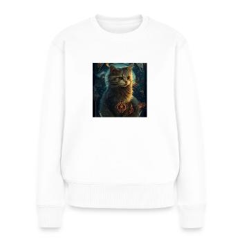 Katze im Mystischen Tarot Karten Design! - Frauen Premium Bio Pullover - Weiß - Vorne - Julia (174cm)