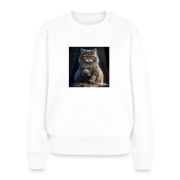 Katze im Mystischen Tarot Karten Design! - Frauen Premium Bio Pullover - Weiß - Vorne - Julia (174cm)