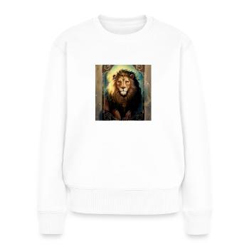 Löwe im Mystischen Tarot Karten Design! - Frauen Premium Bio Pullover - Weiß - Vorne - Julia (174cm)