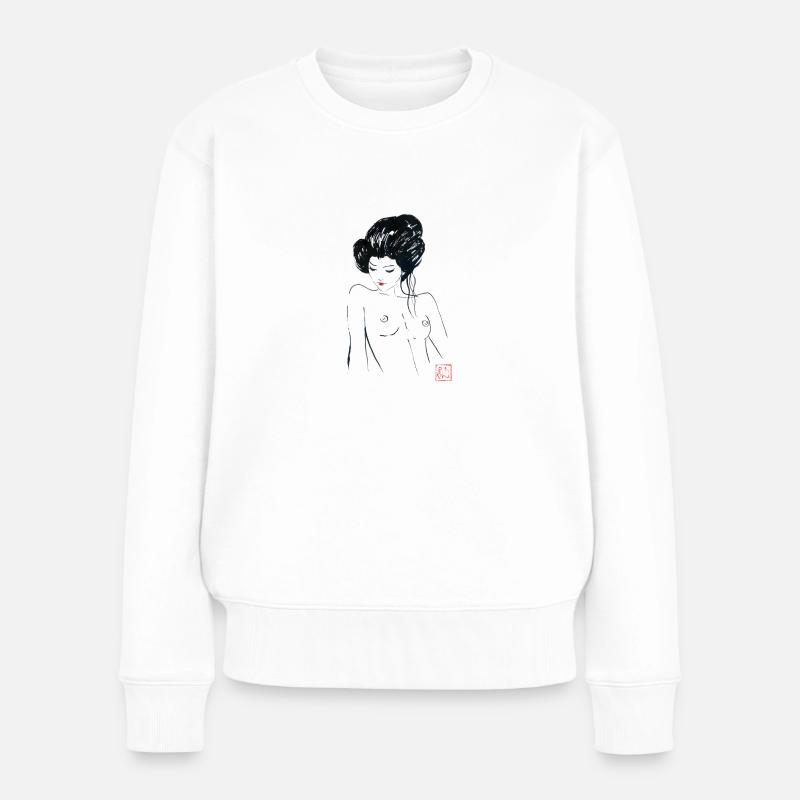 Nackte Geisha - Frauen Premium Bio Pullover - Weiß