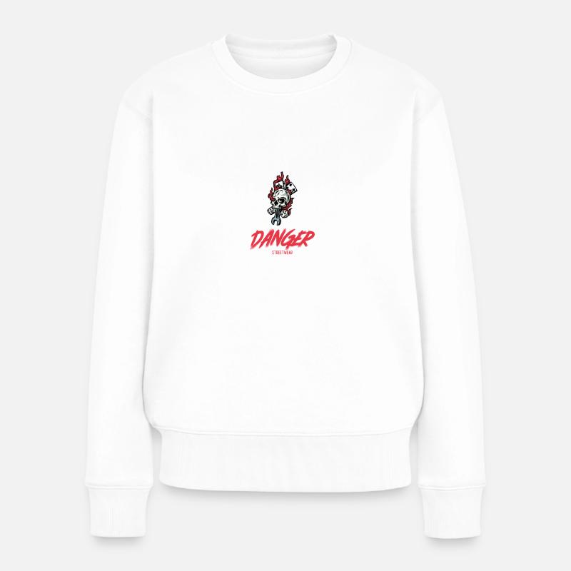 DANGER - Frauen Premium Bio Pullover - Weiß