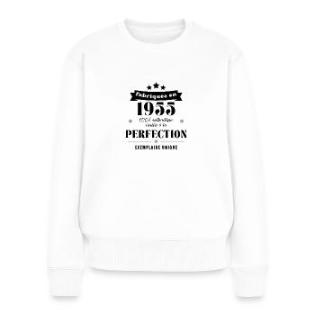 fabriquée en 1955 - Pull Premium bio Femme - blanc - Devant - Julia (174cm)
