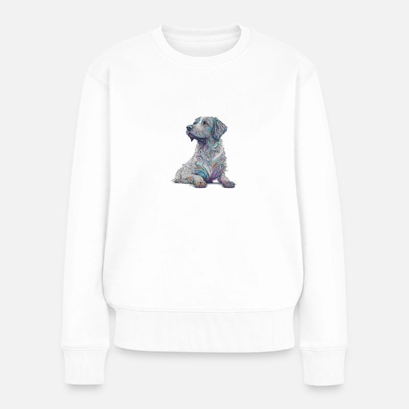 Mandog Hund im Mandala Stil - Frauen Premium Bio Pullover - Weiß