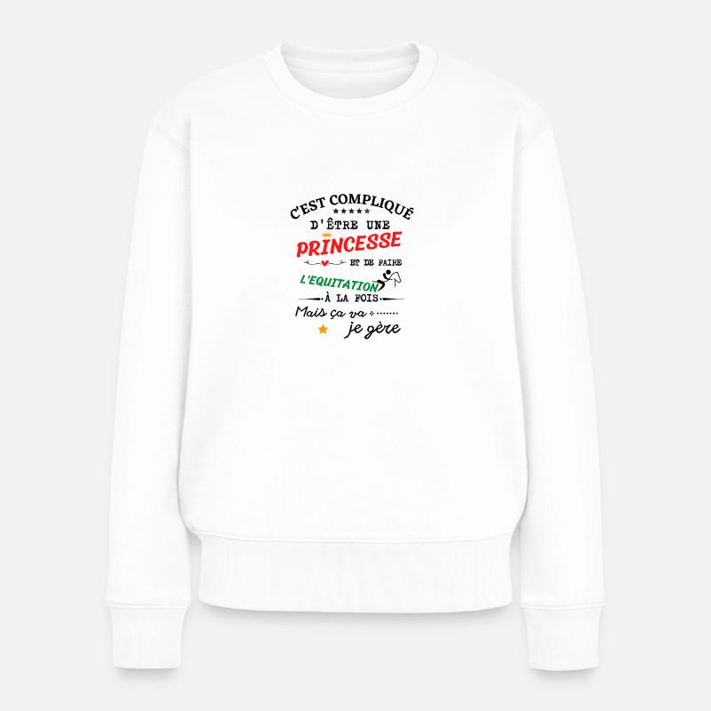 Princesse et Equitation - Pull Premium bio Femme - blanc