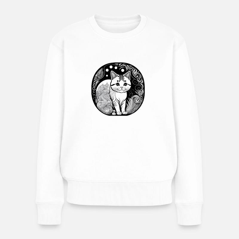Katze - Frauen Premium Bio Pullover - Weiß
