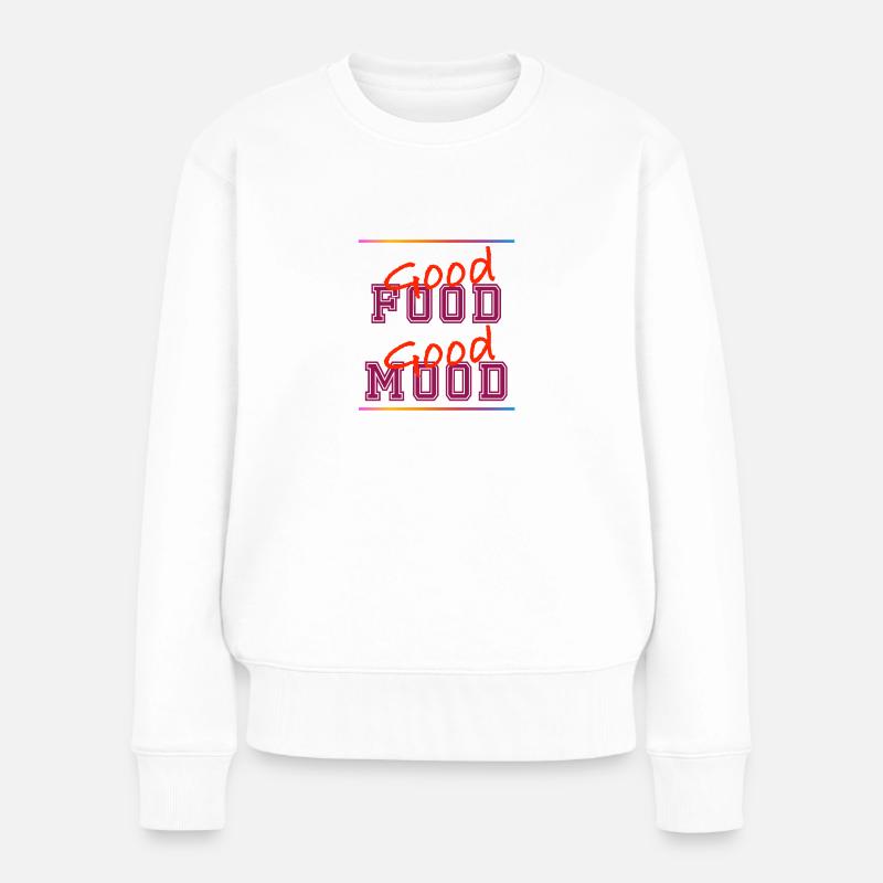 Gutes Essen, gute Laune - Frauen Premium Bio Pullover - Weiß