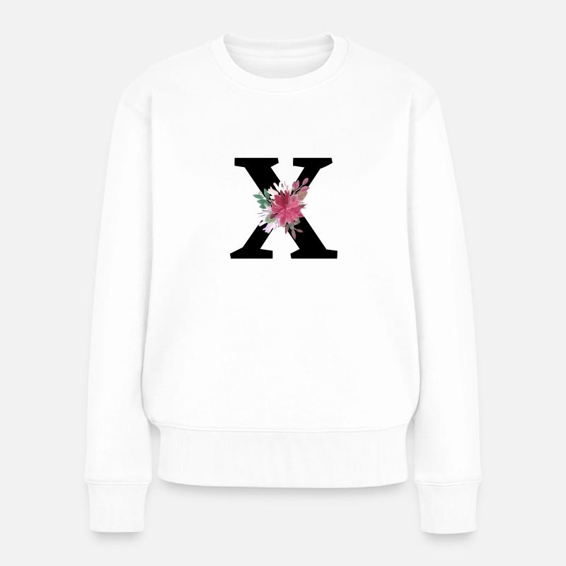 Lettre x floral - Pull Premium bio Femme - blanc