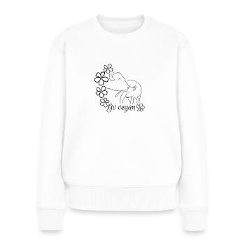 Go vegan-Mutterliebe Kuh - Frauen Premium Bio Pullover - Weiß - Vorne - Julia (174cm)