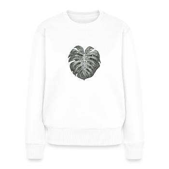 Surrealistisches Monstera Blatt, Pflanzen Motiv - Frauen Premium Bio Pullover - Weiß - Vorne - Julia (174cm)