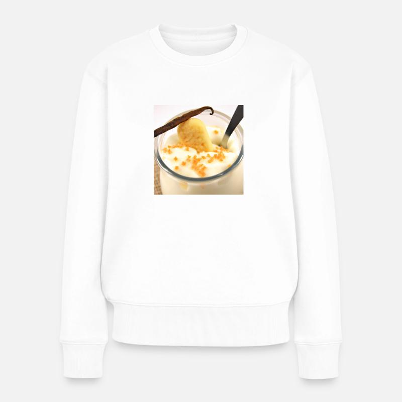 Saftigkeit dessertpudding in vanillesosse - Frauen Premium Bio Pullover - Weiß