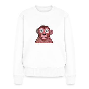 Hilarious Red Monkey Stare-Off - Women's Premium Organic Jumper - white - Front - Julia (174cm)
