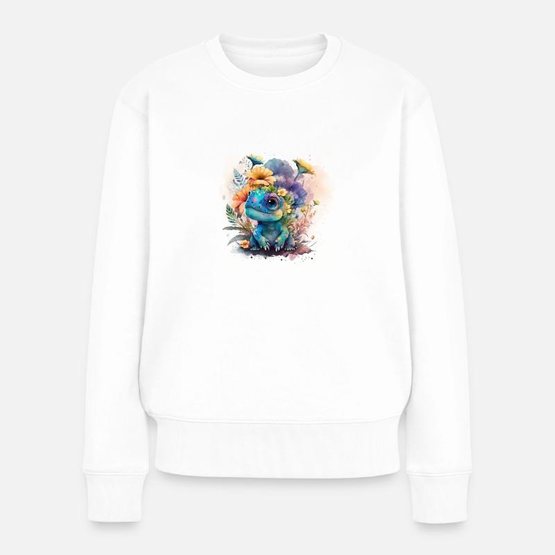 Dino Design - Frauen Premium Bio Pullover - Weiß