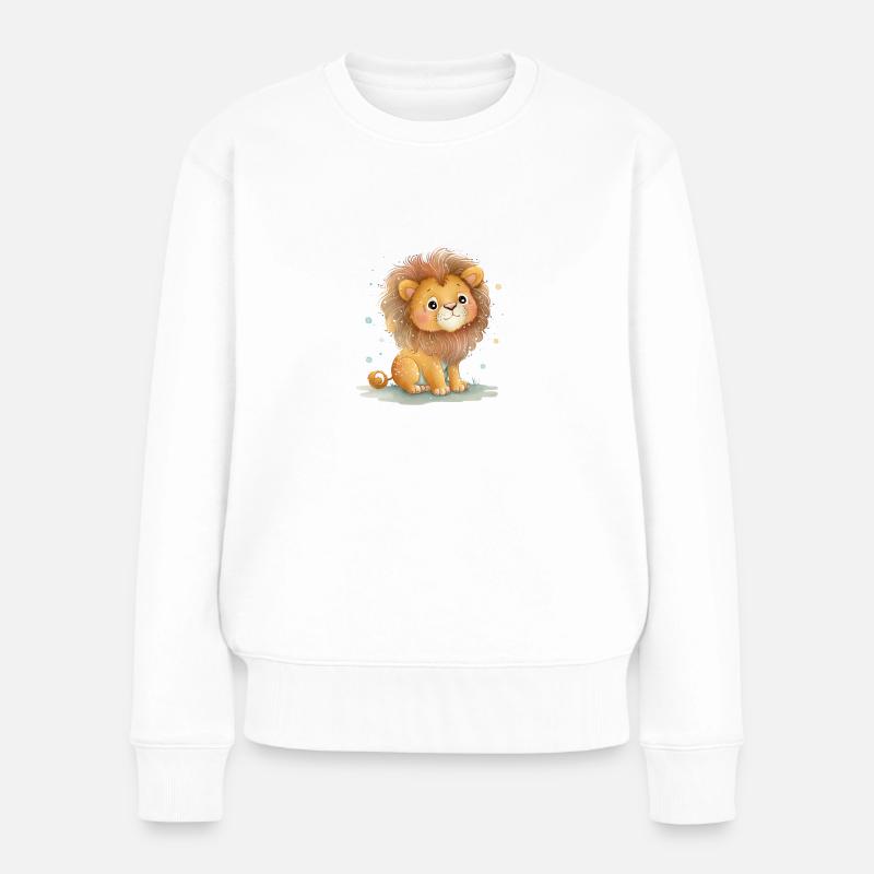 Löwe Pastell Kinder - Frauen Premium Bio Pullover - Weiß