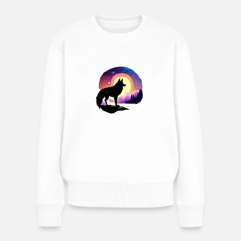Loup, Montagnes, Forêt, Nature, Nature - Pull Premium bio Femme - blanc