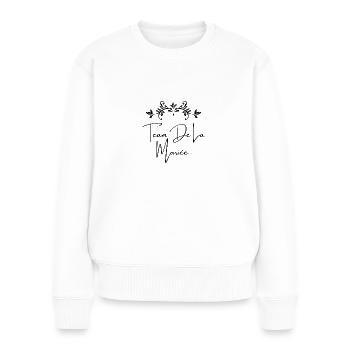 Team de la mariée - Pull Premium bio Femme - blanc - Devant - Julia (174cm)