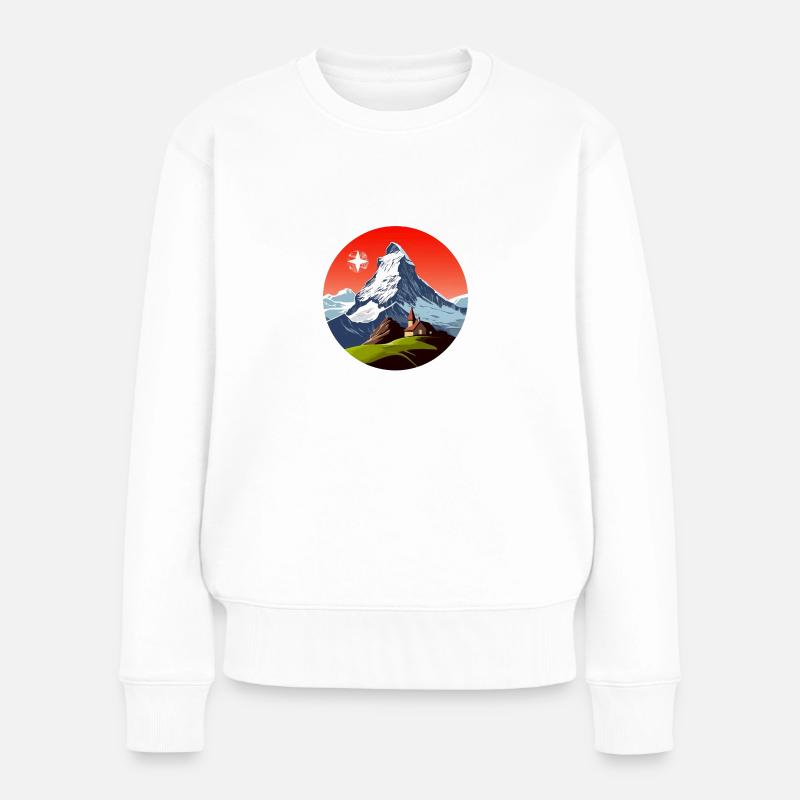 Alpenglühen - Frauen Premium Bio Pullover - Weiß