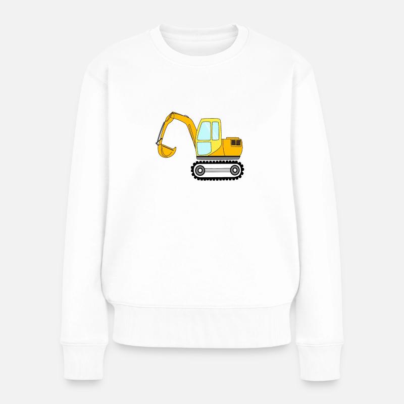 gelb-orangener Bagger, Baustellenfahrzeug - Frauen Premium Bio Pullover - Weiß