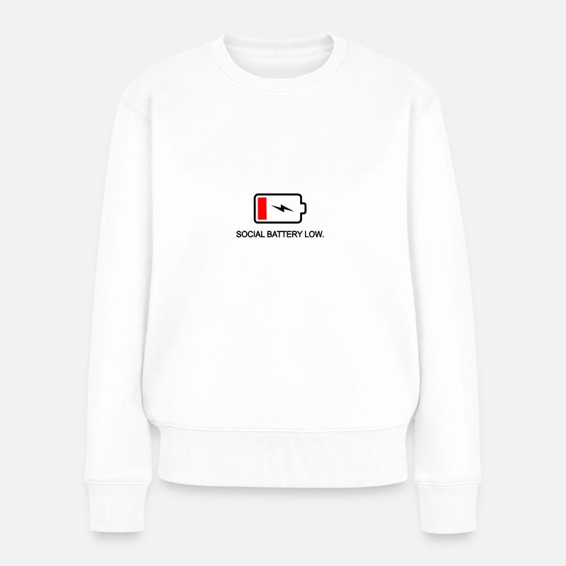 Social Battery Low - Frauen Premium Bio Pullover - Weiß