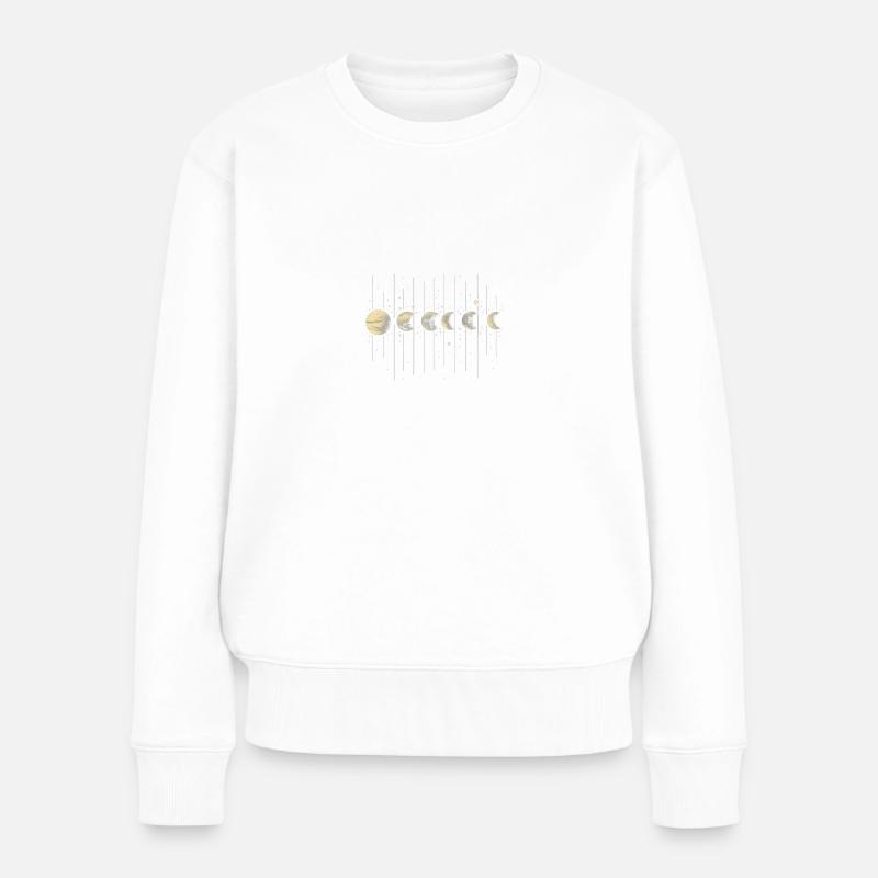 Mondphasen - Frauen Premium Bio Pullover - Weiß