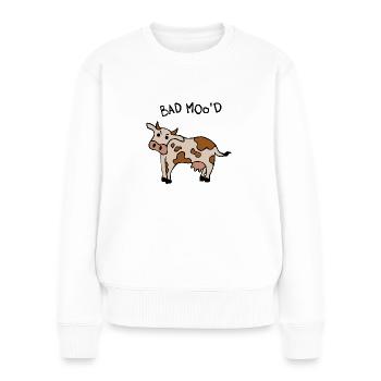 Schlechte Laune Kuh - Frauen Premium Bio Pullover - Weiß - Vorne - Julia (174cm)