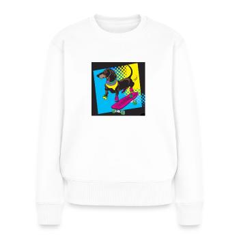 Teckel raie - Pull Premium bio Femme - blanc - Devant - Julia (174cm)