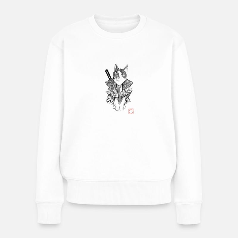 Chatmourai - Frauen Premium Bio Pullover - Weiß