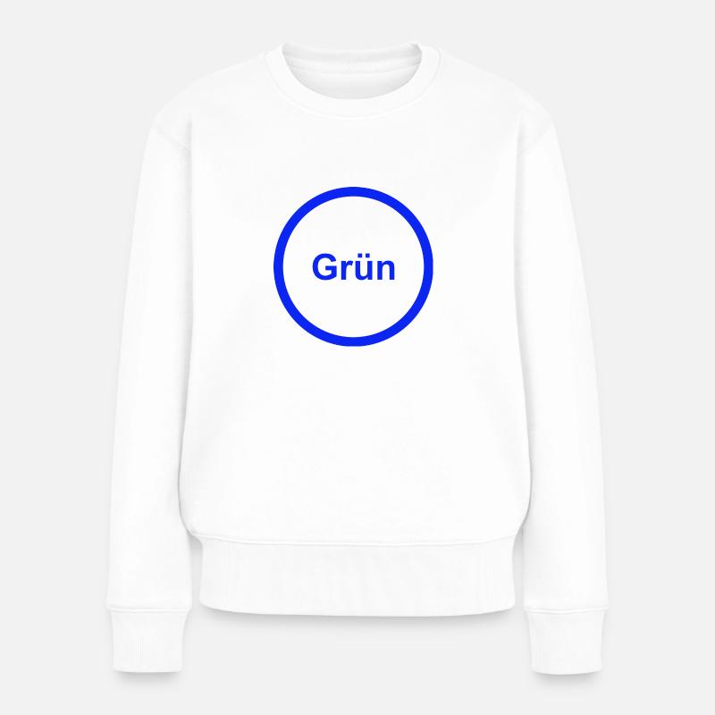 Grün - Frauen Premium Bio Pullover - Weiß