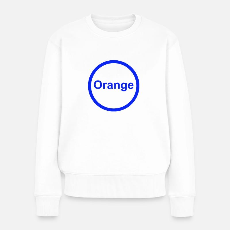Orange - Frauen Premium Bio Pullover - Weiß