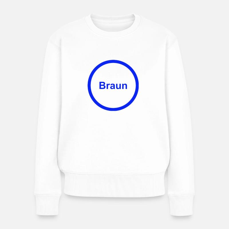 Braun - Frauen Premium Bio Pullover - Weiß
