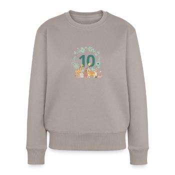 10th anniversary - animal birthday - Women's Premium Organic Jumper - taupe - Front - Julia (174cm)