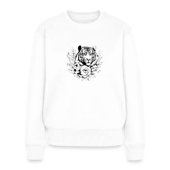 Tigre Big Cat - Pull Premium bio Femme - blanc - Devant - Julia (174cm)