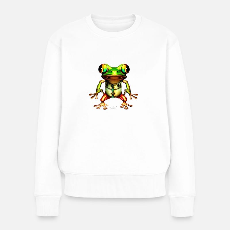 Froggy - Frauen Premium Bio Pullover - Weiß
