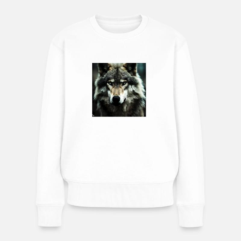 Wolf - Frauen Premium Bio Pullover - Weiß