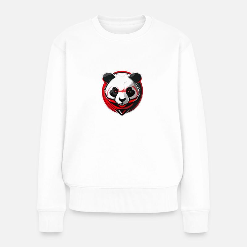 Panda - Frauen Premium Bio Pullover - Weiß