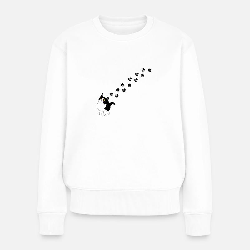 Katzenpfoten - Frauen Premium Bio Pullover - Weiß