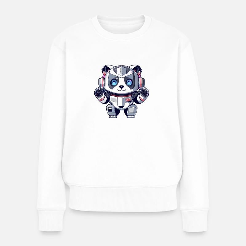 Robot Panda - Women's Premium Organic Jumper - white