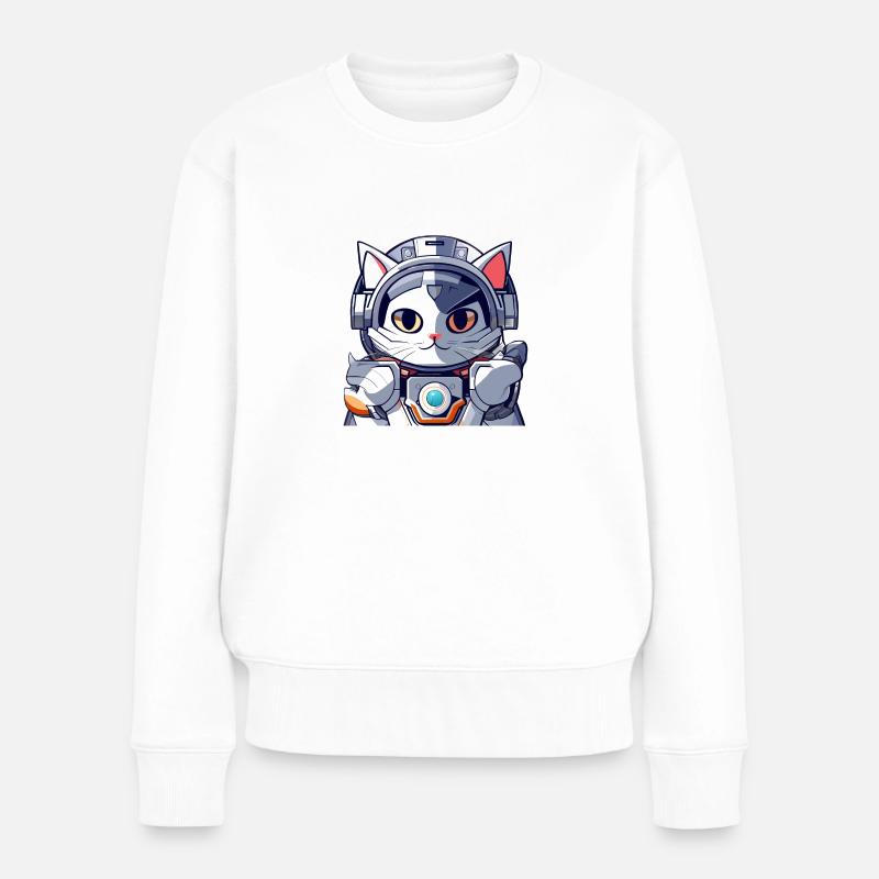 robot cat 1 - Frauen Premium Bio Pullover - Weiß