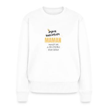 Joyeux anniversaire maman - Pull Premium bio Femme - blanc - Devant - Julia (174cm)