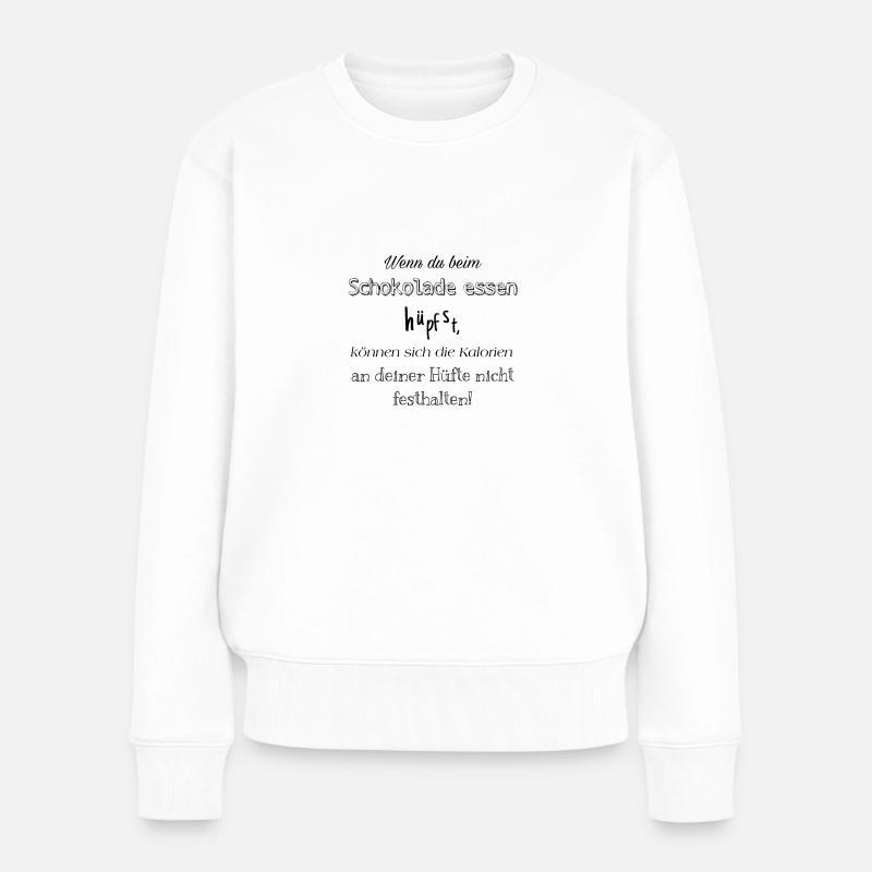 Schokolade essen und Kalorien - Frauen Premium Bio Pullover - Weiß