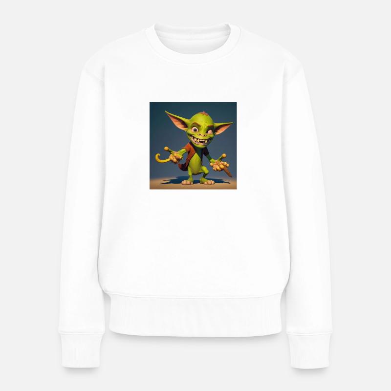 kleiner frecher Goblin - Frauen Premium Bio Pullover - Weiß