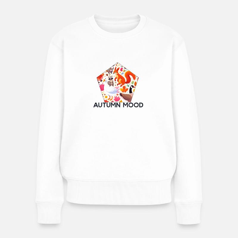Waldtiere im Herbst - Frauen Premium Bio Pullover - Weiß