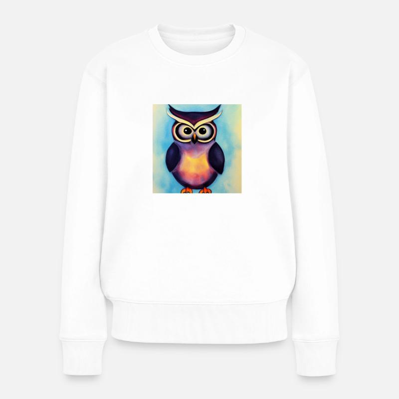 Eule - Frauen Premium Bio Pullover - Weiß