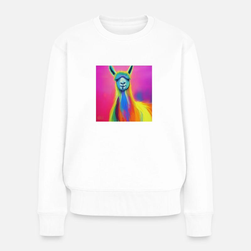 KI Lama - Frauen Premium Bio Pullover - Weiß