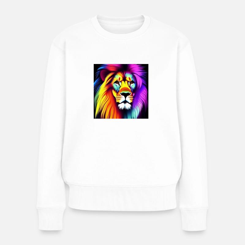 KI Lion abstract - Frauen Premium Bio Pullover - Weiß